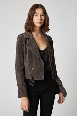 BLANKNYC Suede Moto Jacket in French Grey Size S